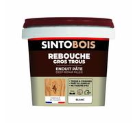 SINTO Rebouche bois blanc, 500g | Bouche-trous blanc pour bois, ponçable, s'utilise en intérieur comme en extérieur