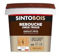 Sinto - Rebouche bois gros trous et fissures - Excellente adhérence, sans odeur - Bois clair 500 g