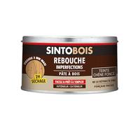 SINTO - Rebouche Petits Trous - Pâte à Bois - Prêt à l'Emploi - Sec en 2h - Formule Solvantée - Intérieur et Extérieur - Ne se Rétracte pas - Chêne Foncé - Technique Professionnelle - 250 g