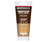 SINTO - Rebouche Petits Trous - Pâtes à Bois Sans Odeur - Prêt à l'Emploi - Sans Solvant - Sec en 4h - Intérieur et Extérieur - Ne se Rétracte pas - Chêne Clair - Technique Professionnelle - 250 g