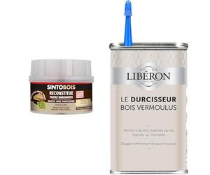 SINTO Reconstitue Bois Angles & Gros Tous Sapin - 500 ml - Idéal pour Reconstituer & LIBERON Durcisseur pour bois vermoulus ou fragilisé, Incolore, 250mL