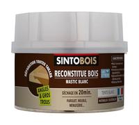 SINTO Reconstitue Bois Angles & Gros Tous - Teinte Blanc - 500 ml - Idéal pour Reconstituer, Réparer et Reboucher - Pour Meubles, Volets, Parquets - Séchage express