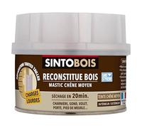 SINTO Reconstitue bois charges lourdes, 550g/30g, Chêne moyen, Bi-composant, Volet porte charnière, Sec 20 min, Résiste poids chocs, Ponçable vissable, Intérieur extérieur