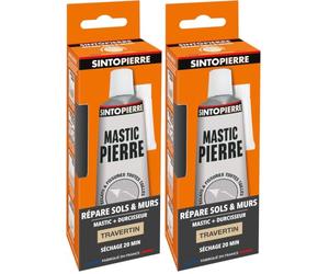 SINTO Répare sols et murs travertin 100g, reconstitue rebouche et colle tous types de pierres, marbre carrelage faïence et plâtre, séchage rapide, rénove sols et murs, intérieur et extérieur