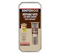 SINTO - Répare Vite Spécial Bois Cassés - Mastic Epoxy Spécial Bois - Idéal Pour une Réparation d'Urgence - Durcit en 5 min - Bois Clair - Technique Professionnelle - 60 g