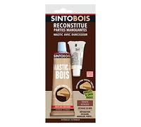 SINTOBOIS - Pâte à Bois - Angles et Gros Trous - Reconstitue les Parties Manquantes - Intérieur Extérieur - Haute Résistance et Adhérence - Sec en 20min - Acajou - Technique Professionnelle - 60g