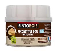 SINTOBOIS - Pâte à Bois - Angles et Gros Trous - Reconstitue Parties les Manquantes - Intérieur Extérieur - Haute Résistance & Adhérence - Sec en 20min - Chêne - Technique Professionnelle - 190g