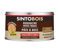 SINTOBOIS - Rebouche Petits Trous - Pâte à Bois - Prêt à l'Emploi - Sec en 2h - Formule Solvantée - Intérieur et Extérieur - Ne se Rétracte pas - Chêne Moyen - Technique Professionnelle - 250 g