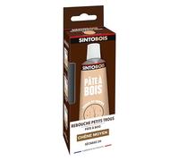 SINTOBOIS - Rebouche Petits Trous - Pâte à Bois - Prêt à l'Emploi - Sec en 2h - Formule Solvantée - Intérieur et Extérieur - Ne se Rétracte pas - Chêne Moyen - Technique Professionnelle - 80 g
