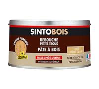 SINTOBOIS - Rebouche Petits Trous - Pâte à Bois - Prêt à l'Emploi - Sec en 2h - Formule Solvantée - Intérieur et Extérieur - Ne se Rétracte pas - Chêne Clair - Technique Professionnelle - 250 g
