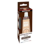 SINTOBOIS - Rebouche Petits Trous - Pâte à Bois - Prêt à l'Emploi - Sec en 2h - Formule Solvantée - Intérieur et Extérieur - Ne se Rétracte pas - Chêne Foncé - Technique Professionnelle - 80 g