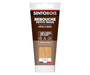 SINTOBOIS - Rebouche Petits Trous - Pâtes à Bois Sans Odeur - Prêt à l'Emploi - Sans Solvant - Sec en 4h - Intérieur et Extérieur - Ne se Rétracte pas - Chêne Moyen - Technique Professionnelle - 80 g