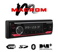 Sintolettore Macrom DL3300DAB Autoradio 1Din Avec Bluetooth USB Aux AM/FM DAB+