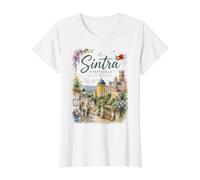 Sintra Portugal Château de Conte de fées Aquarelle Souvenir de Voyage T-Shirt Graphique avec Valeur