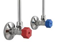 Sintrix Fab 2 poignées rotatives de rechange compatibles avec valve d'angle | Raccord quadruple de 5 x 5 mm, rouge et bleu pour eau chaude et froide, valve d'angle combinée, raccord pour machine à laver