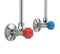 Sintrix Fab Lot de 2 poignées de rechange - Compatible avec les robinets d'angle Schell 1/2" - Poignées rotatives colorées rouges et bleues pour eau chaude et froide - Compatible avec vanne d'angle