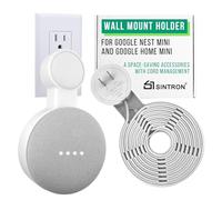 Sintron Outlet Support de montage mural pour Google Nest Mini et Google Home Mini, accessoire peu encombrant avec gestion des câbles pour les haut-parleurs intelligents Google 1ère et 2ème génération