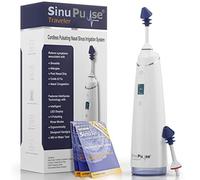 SinuPulse Traveler avec 30 paquets Sinuair - Système d'irrigation nasale pulsante sans fil, nettoyeur et machine de soulagement pour les voyages, plus efficace que le pot Neti ou le flacon