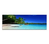 Sinus Art Image panoramique sur toile, 120 x 40 cm, aux Seychelles, plage, mer, palmiers