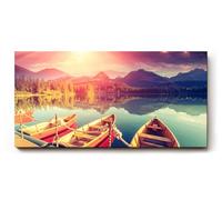 Sinus Art Tableau mural 100 x 50 cm Ambiance lumineuse spectaculaire avec un ciel incandescent et une surface de mer calme crée un décor naturel vivant