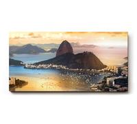 Sinus Art Tableau mural 100 x 50 cm Vue spectaculaire de la baie de Rio avec le pain de sucre à la lumière du soleil du soir