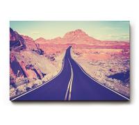 Sinus Art Tableau mural 60 x 40 cm, motif dynamique du désert, avec route incurvée et vision jusqu'à l'horizon