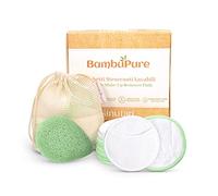 Sinutan® | Coton Démaquillant Lavable Réutilisable | 16 disques démaquillants réutilisables en fibre de bambou et coton (KONJAC VERT)