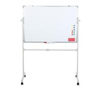 Sinuyie Planche Blanche Mobile 23,6"x35,4" sur Pied, Tableau Blanc Velleda à Roulettes Réglable pour Bureau, École, Maison, Double Face Magnétique avec 5 Marqueurs, 12 Punaises Aimantées et 1 Effaceur