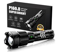 Sinvimes XHP160.2 Lampe de poche LED rechargeable, 120 000 lumens, tactique puissante avec zoomable, 6 modes, étanche IPX7, super lumineuse pour le camping, la randonnée,