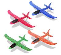 Sinwind 4 Pack Avion de Lancer Manuel Planeurs Enfant Jouet, Avion en Mousse pour Enfants, Léger Lançant des Jouets Jeu Sport de Plein Air, Bleu + Rouge + Rose + Vert