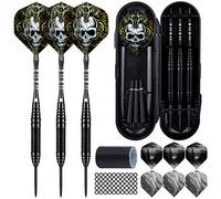 Sinwind Flechette Pointe Acier, 3 PCS 22 Grammes Fléchettes Pointe Acier Professionnel, Jeu de Fléchette avec 3 Fléchettes Aluminium, 9 Ailes Fléchettes, 50 Anneaux Caoutchouc, 1 Taille-Crayon