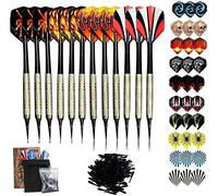 Sinwind Flechette Pointe Plastique, 12 Fléchettes avec 42 Ailettes et 100 Pointes, Set de Flechettes à Pointe Souple pour Cible de Flechette Electronique