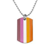 Sinwinkori Sun Set Lesbian Pride Dog Tag Pendentif Collier Bijoux De Mode 60cm Boule Chaîne Saint Valentin Anniversaire Cadeau De Noël pour Les Couples