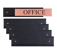 SINYUDUN Lot de 5 supports de plaque signalétique murale ou de porte en aluminium avec ruban adhésif double face, pour département d'affaires, salle de réunion, numéro de pièce (noir, 5,1 x 20,3 cm)