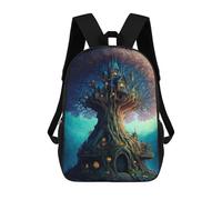 sinyumoney 1 sac à dos pour enfants en verre Stained Glass Wolf Artwork Sac à dos d'école imprimé 3D Sac à dos à la mode Sac à dos de voyage pour l'école ou les voyages, Enchanted Treehouse Fantasy