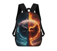 sinyumoney 17inch Apocalypse Fire Vs. Ice Sac À Dos Scolaire Imprimé 3D Pour Enfants, Sac D'école Tendance Et Décontracté Pour Garçons, Élèves Du Primaire Et Du Collège