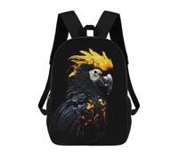 sinyumoney 17inch Black And Gold Parrot Sac À Dos Scolaire Imprimé 3D Pour Enfants, Sac D'école Tendance Et Décontracté Pour Garçons, Élèves Du Primaire Et Du Collège