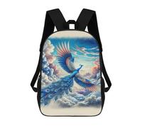 sinyumoney 17inch Blue Peacock in Flight Sac À Dos Scolaire Imprimé 3D Pour Enfants, Sac D'école Tendance Et Décontracté Pour Garçons, Élèves Du Primaire Et Du Collège