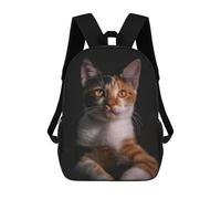 sinyumoney 17inch Calico Cat Portrait Sac À Dos Scolaire Imprimé 3D Pour Enfants, Sac D'école Tendance Et Décontracté Pour Garçons, Élèves Du Primaire Et Du Collège