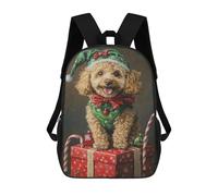 sinyumoney 17inch Christmas Poodle with Presents Sac À Dos Scolaire Imprimé 3D Pour Enfants, Sac D'école Tendance Et Décontracté Pour Garçons, Élèves Du Primaire Et Du Collège
