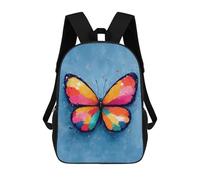 sinyumoney 17inch Colorful Butterfly on Blue Background Sac À Dos Scolaire Imprimé 3D Pour Enfants, Sac D'école Tendance Et Décontracté Pour Garçons, Élèves Du Primaire Et Du Collège