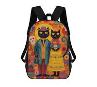 sinyumoney 17inch Colorful Cat Couple Art Print Sac À Dos Scolaire Imprimé 3D Pour Enfants, Sac D'école Tendance Et Décontracté Pour Garçons, Élèves Du Primaire Et Du Collège