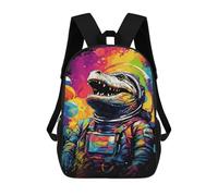 sinyumoney 17inch Colorful Dinosaur Astronaut Art Print -2 Sac À Dos Scolaire Imprimé 3D Pour Enfants, Sac D'école Tendance Et Décontracté Pour Garçons, Élèves Du Primaire Et Du Collège