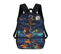 sinyumoney 17inch Colorful Night Anchor Reflection Sac À Dos Scolaire Imprimé 3D Pour Enfants, Sac D'école Tendance Et Décontracté Pour Garçons, Élèves Du Primaire Et Du Collège