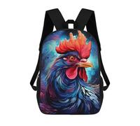 sinyumoney 17inch Colorful Rooster Art Print Sac À Dos Scolaire Imprimé 3D Pour Enfants, Sac D'école Tendance Et Décontracté Pour Garçons, Élèves Du Primaire Et Du Collège