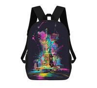 sinyumoney 17inch Colorful Statue of Liberty Art Print Sac À Dos Scolaire Imprimé 3D Pour Enfants, Sac D'école Tendance Et Décontracté Pour Garçons, Élèves Du Primaire Et Du Collège