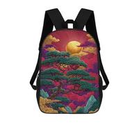 sinyumoney 17inch Colorful Sunset with Pine Trees Sac À Dos Scolaire Imprimé 3D Pour Enfants, Sac D'école Tendance Et Décontracté Pour Garçons, Élèves Du Primaire Et Du Collège