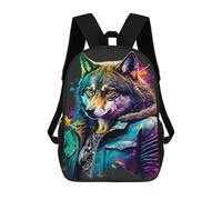 sinyumoney 17inch Colorful Wolf Art Print-20 Sac À Dos Scolaire Imprimé 3D Pour Enfants, Sac D'école Tendance Et Décontracté Pour Garçons, Élèves Du Primaire Et Du Collège