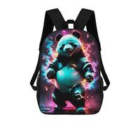 sinyumoney 17inch Cool Panda Neon Light Art Sac À Dos Scolaire Imprimé 3D Pour Enfants, Sac D'école Tendance Et Décontracté Pour Garçons, Élèves Du Primaire Et Du Collège