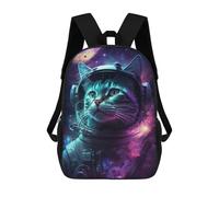 sinyumoney 17inch Cosmic Cat Astronaut Art Print-5 Sac À Dos Scolaire Imprimé 3D Pour Enfants, Sac D'école Tendance Et Décontracté Pour Garçons, Élèves Du Primaire Et Du Collège
